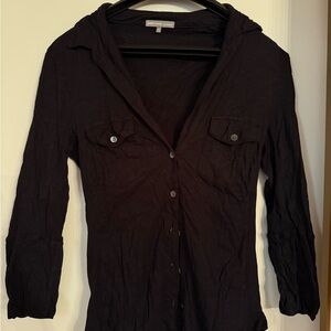 Black Button-Up Women's Top